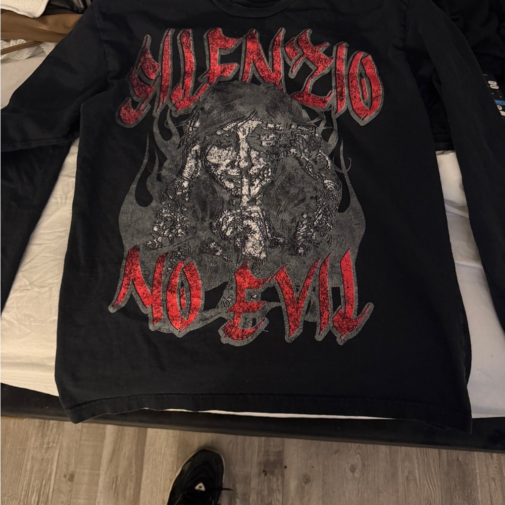 Black 'No Evil' Graphic Long Sleeve Tee